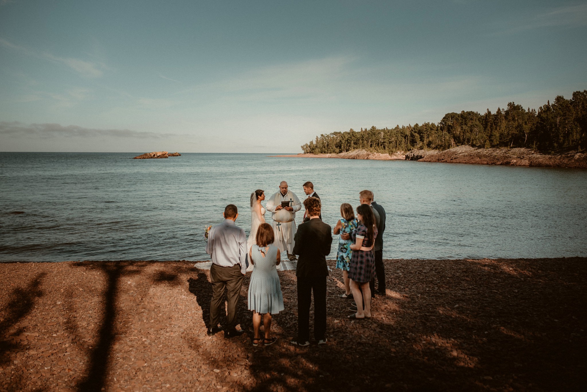 Elopement ceremony at Horseshoe Harbor near Copper Harbor, MI