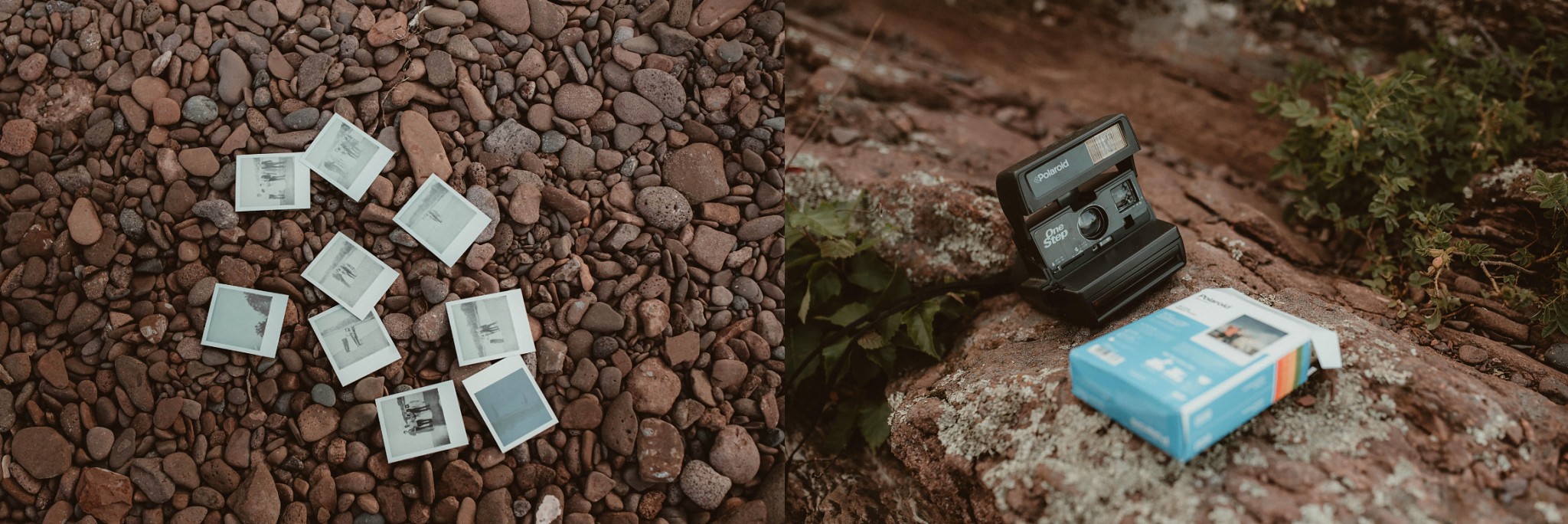 Polaroid photos of wedding in Copper Harbor, MI