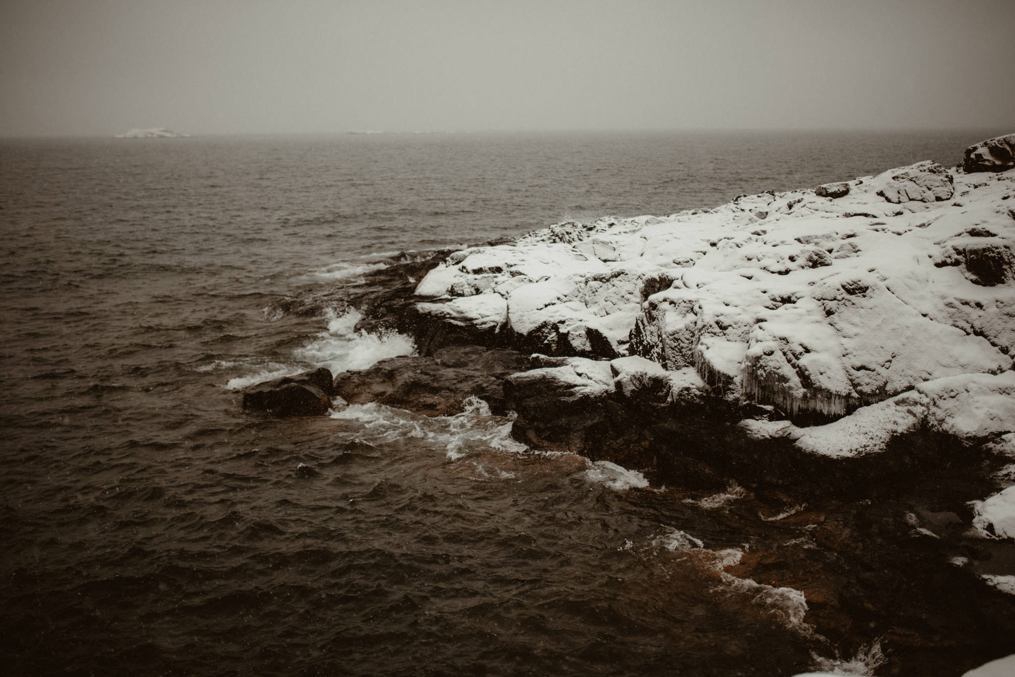 Presque Isle in Marquette, MI in winter