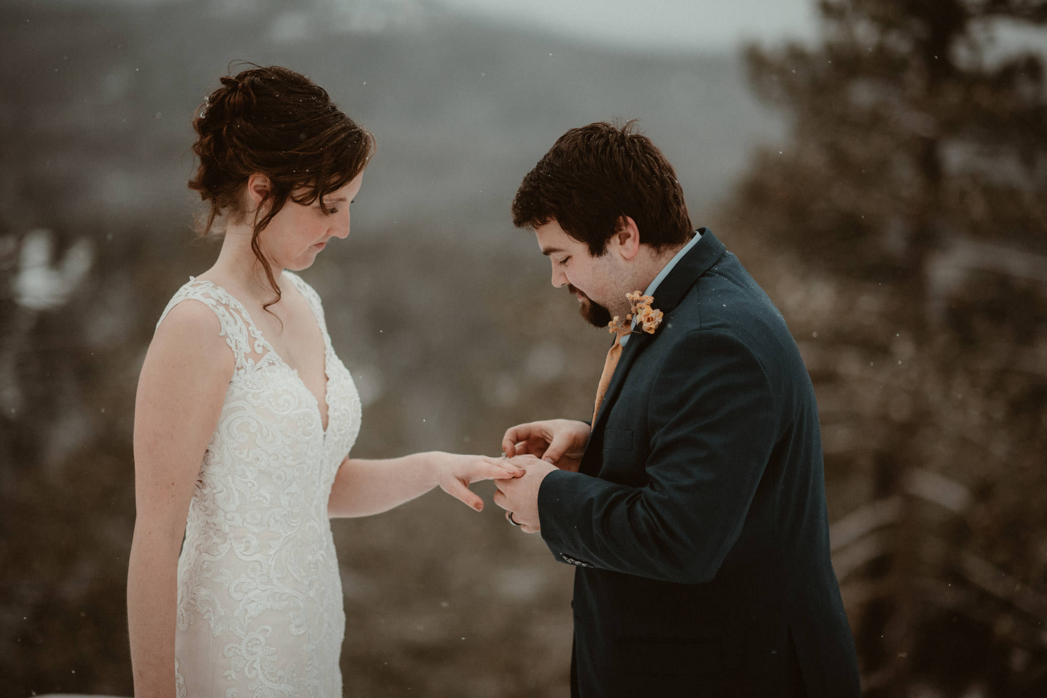 Winter elopement on Sugarloaf Mountain in Marquette, MI