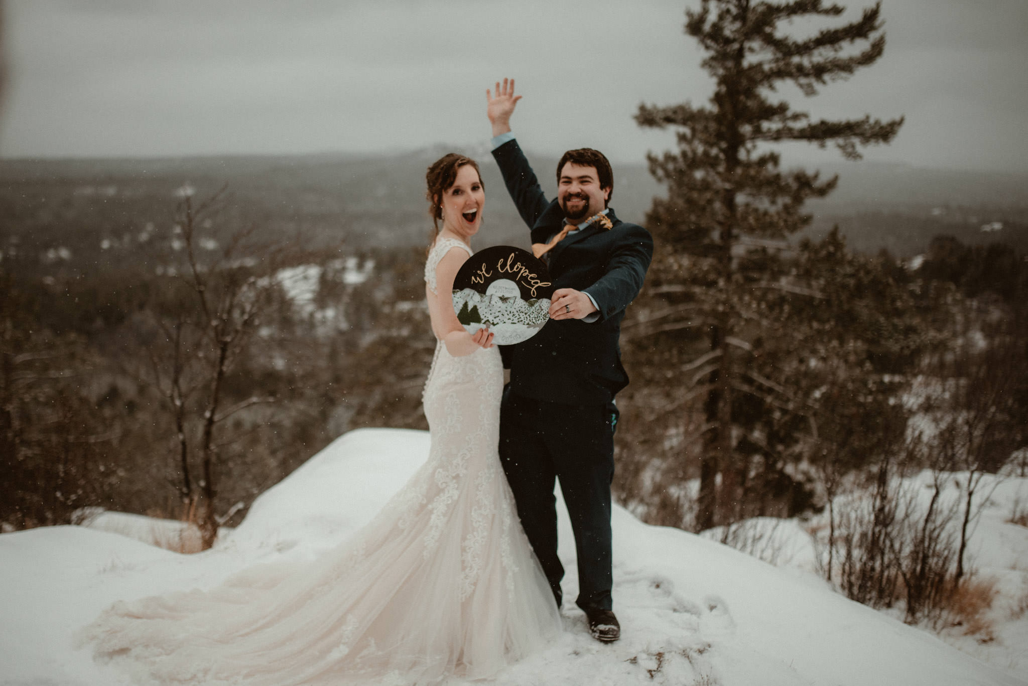 Winter elopement on Sugarloaf Mountain in Marquette, MI